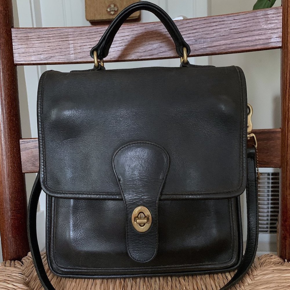 Vintage Coach 5130 Black Leather Station Shoulder Bag Purse Made In The USA